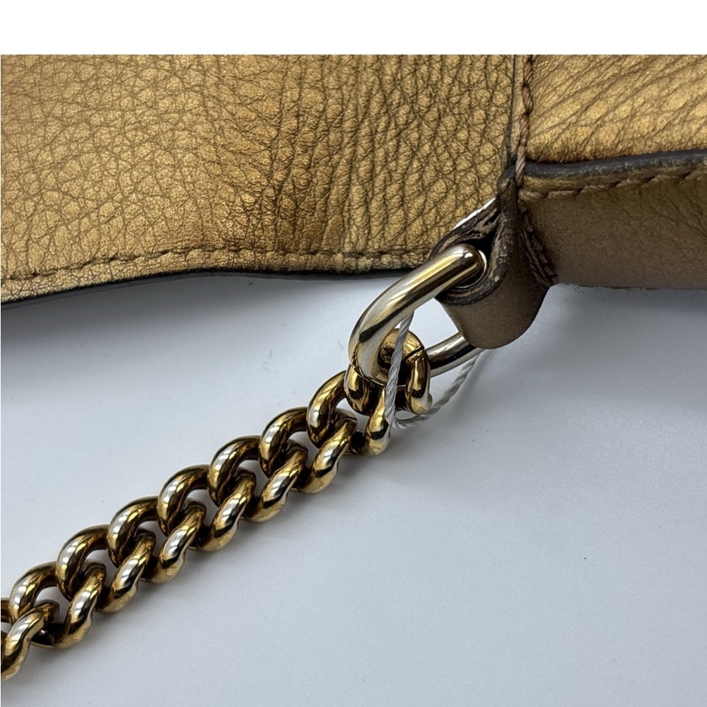 Authentic Gucci Metallic Gold Soho Chain Flap Bag Shoulder Crossbody - Picture 13 of 16